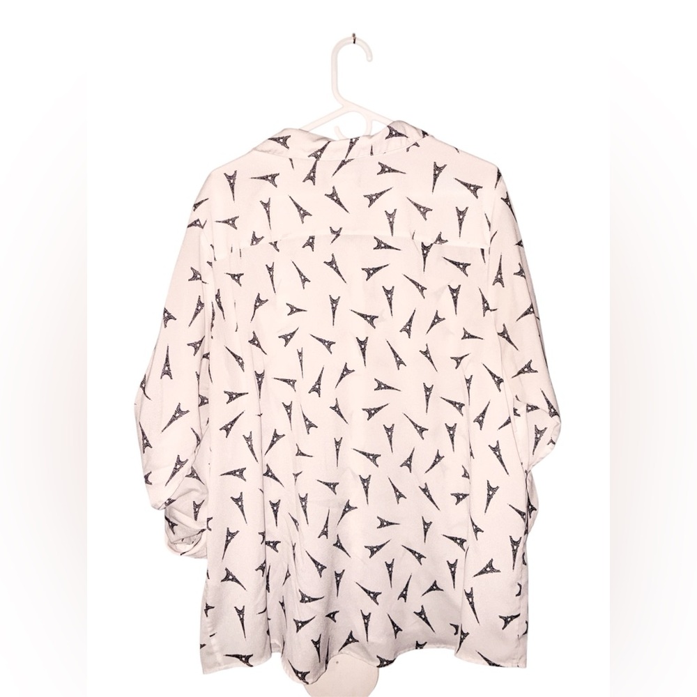White Blouse With Eiffel Tower Print - image 2